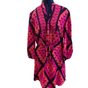 Alice & Trixie Silk Shirt Dress with Waist Tie